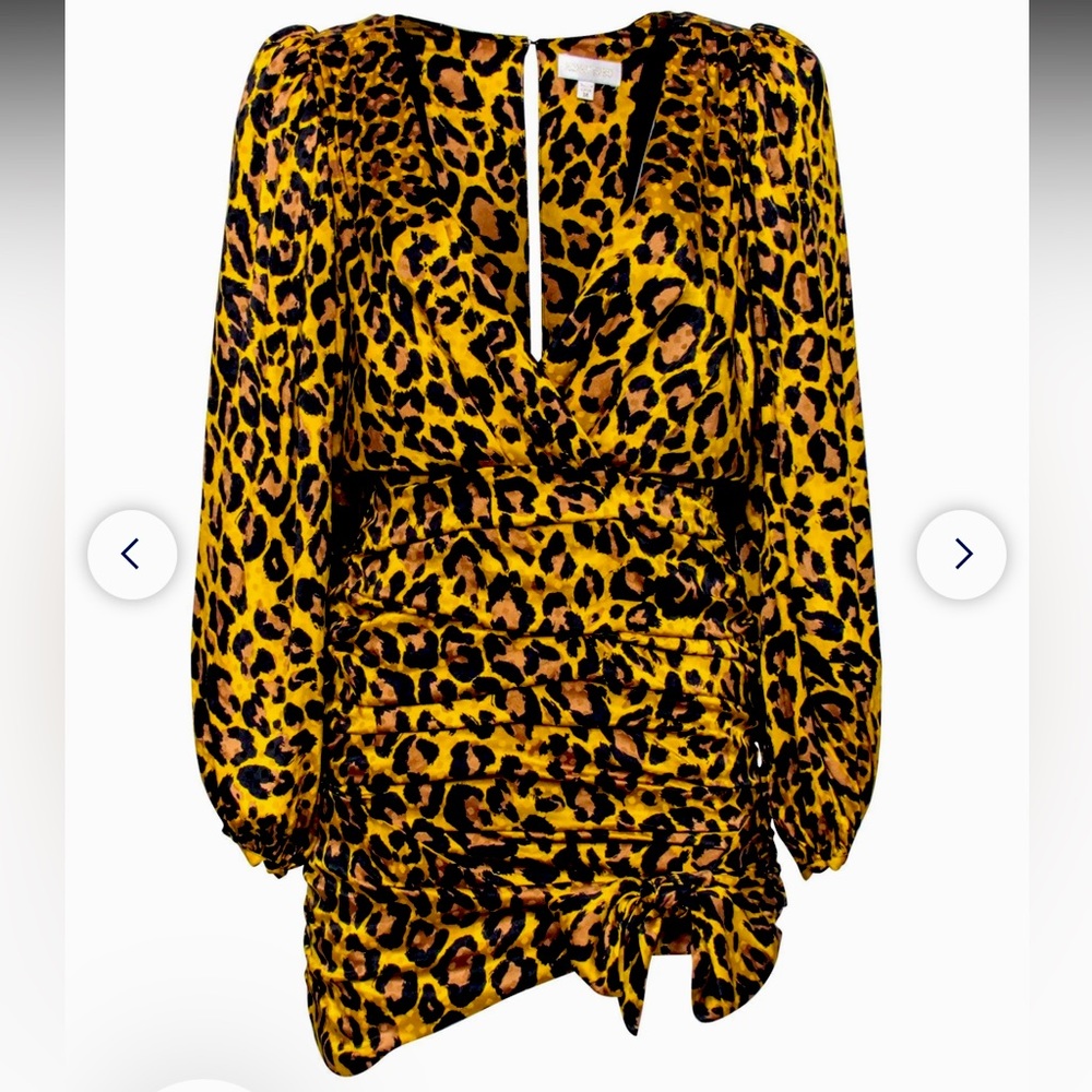 Ronny Kobo Silk Leopard Wrap Mini Dress Size XS NWT